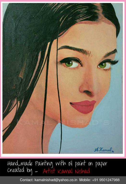 Aishwarya Rai - Indian Actress - Oil color Painting by Artist Kamal Nishad artistkamalnishad@gmail.com +91 9501247988 (2)