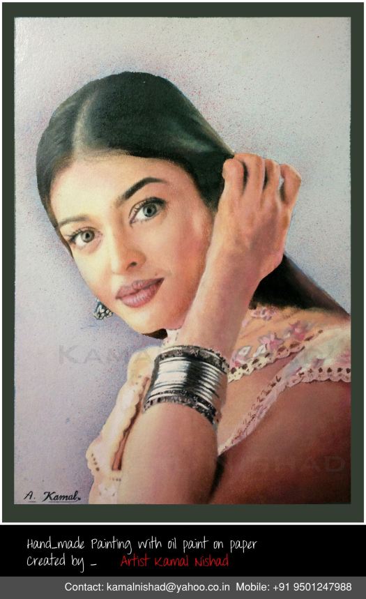 Aishwarya Rai - Indian Actress - Oil color Painting by Artist Kamal Nishad artistkamalnishad@gmail.com +91 9501247988 (3)