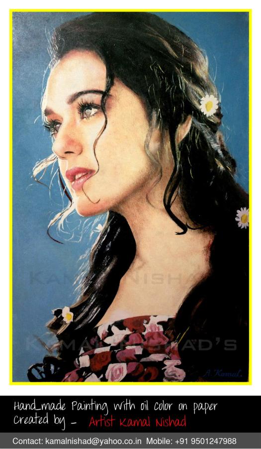 Preity Zinta - Indian Actress - Oil color Painting by Artist Kamal Nishad artistkamalnishad@gmail.com +91 9501247988